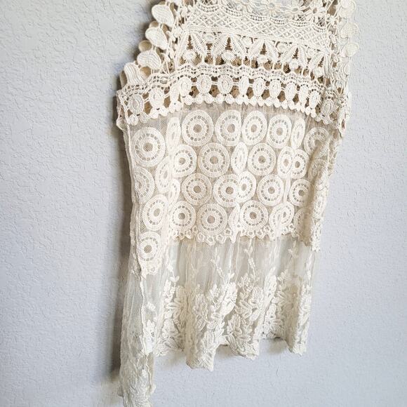 ISSI Crochet Lace Tank Top Women's Small Boho Festival Embroidered Cami Summer - Picture 11 of 11
